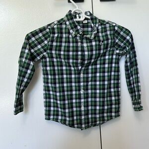 Janie and Jack x Disney green blue white plaid button down shirt 4t boys